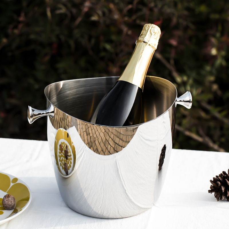 轻奢不锈钢香槟冰酒桶宽口大号冰镇红酒桶聚会冰块桶欧式家居装饰