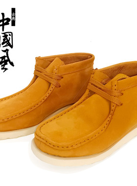 单鞋caddis系带疯马皮厚底低帮休闲鞋生胶底纯色复古袋鼠鞋低跟鞋