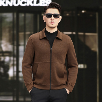 高端含绵羊毛夹克秋冬季男士外套