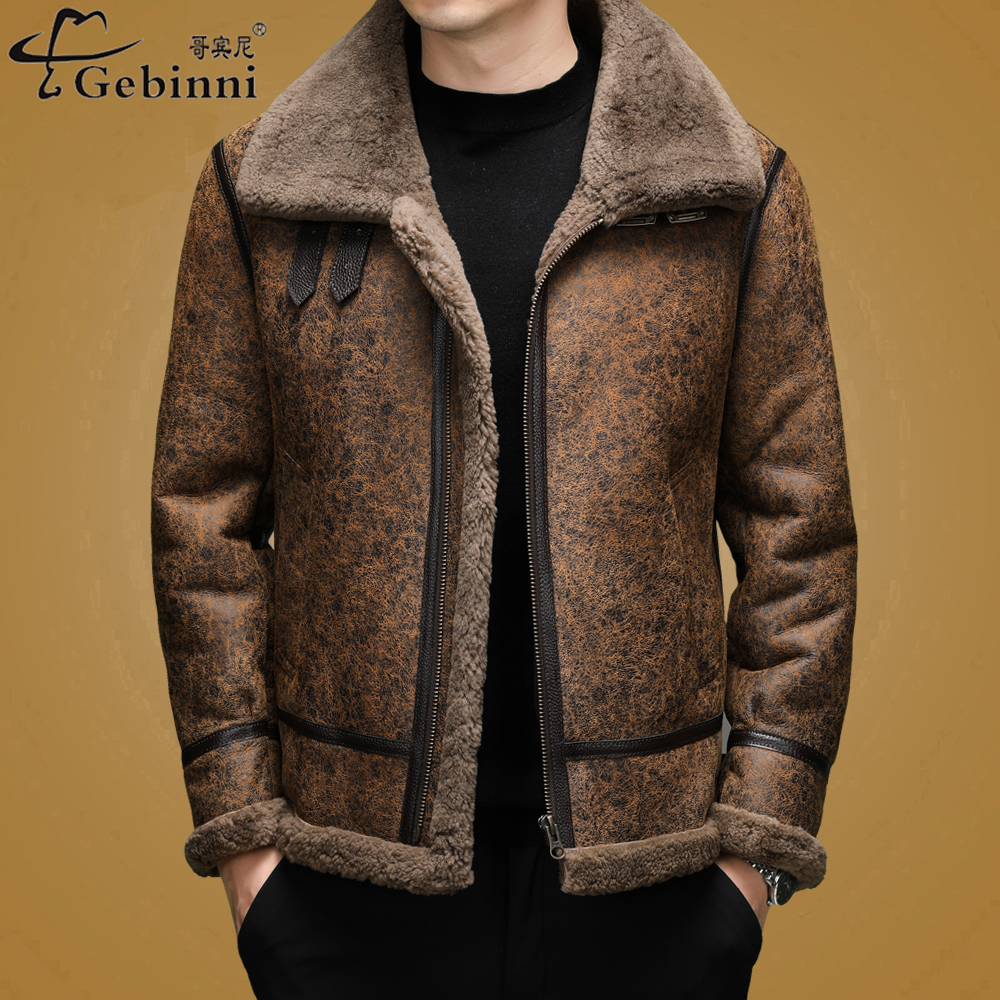 海宁绵羊皮高端男装皮衣皮草外套