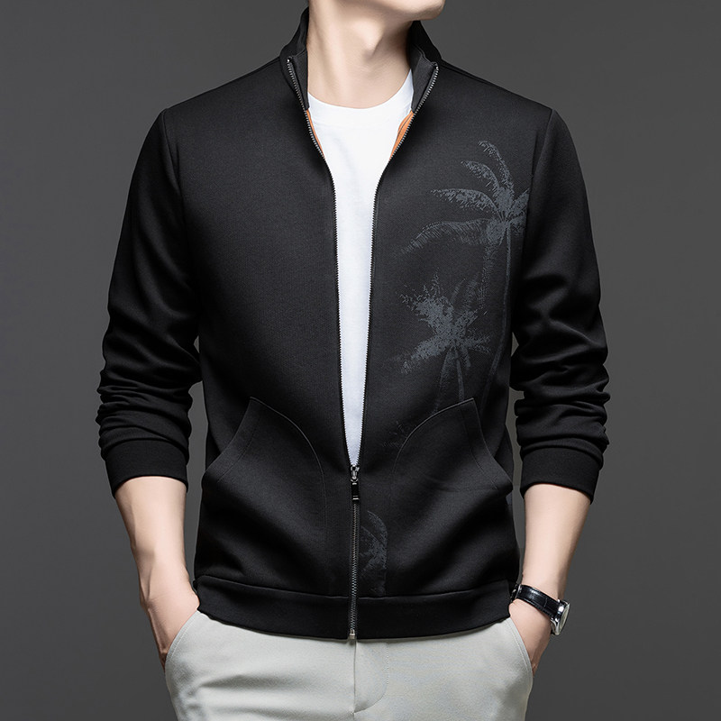 哥宾尼2026春装新款休闲优质棉卫衣男士立领拉链开衫百搭夹克外套