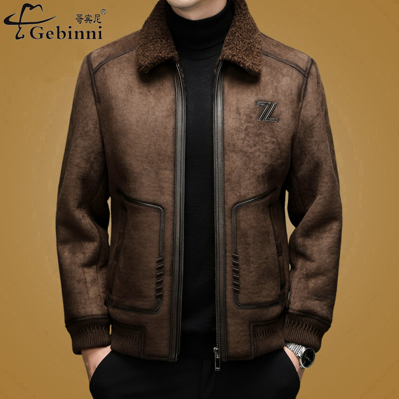 哥宾尼新款男士高端鹿绒皮夹克