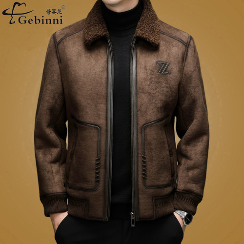 哥宾尼新款男士高端鹿绒皮夹克