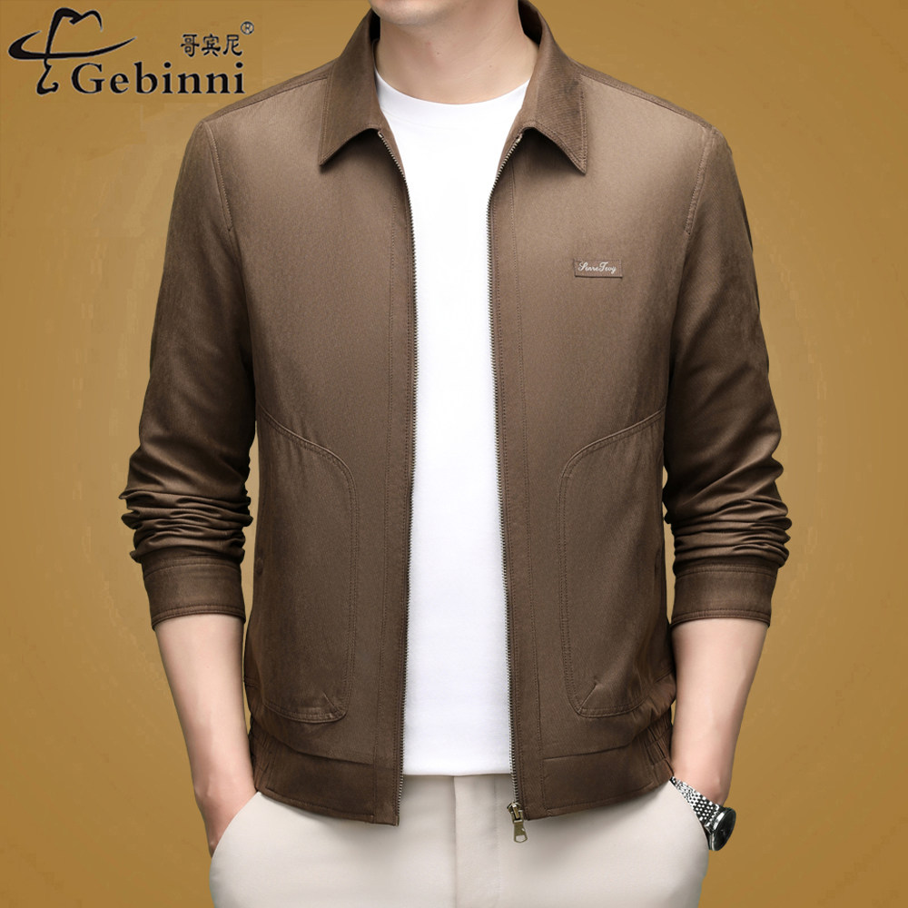 2026春装高端中年翻领夹克男商务休闲防风爸爸装百搭外套春秋上衣