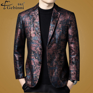 海宁绵羊皮真皮西服男士 夹克上衣潮 高端皮衣外套中年商务休闲西装