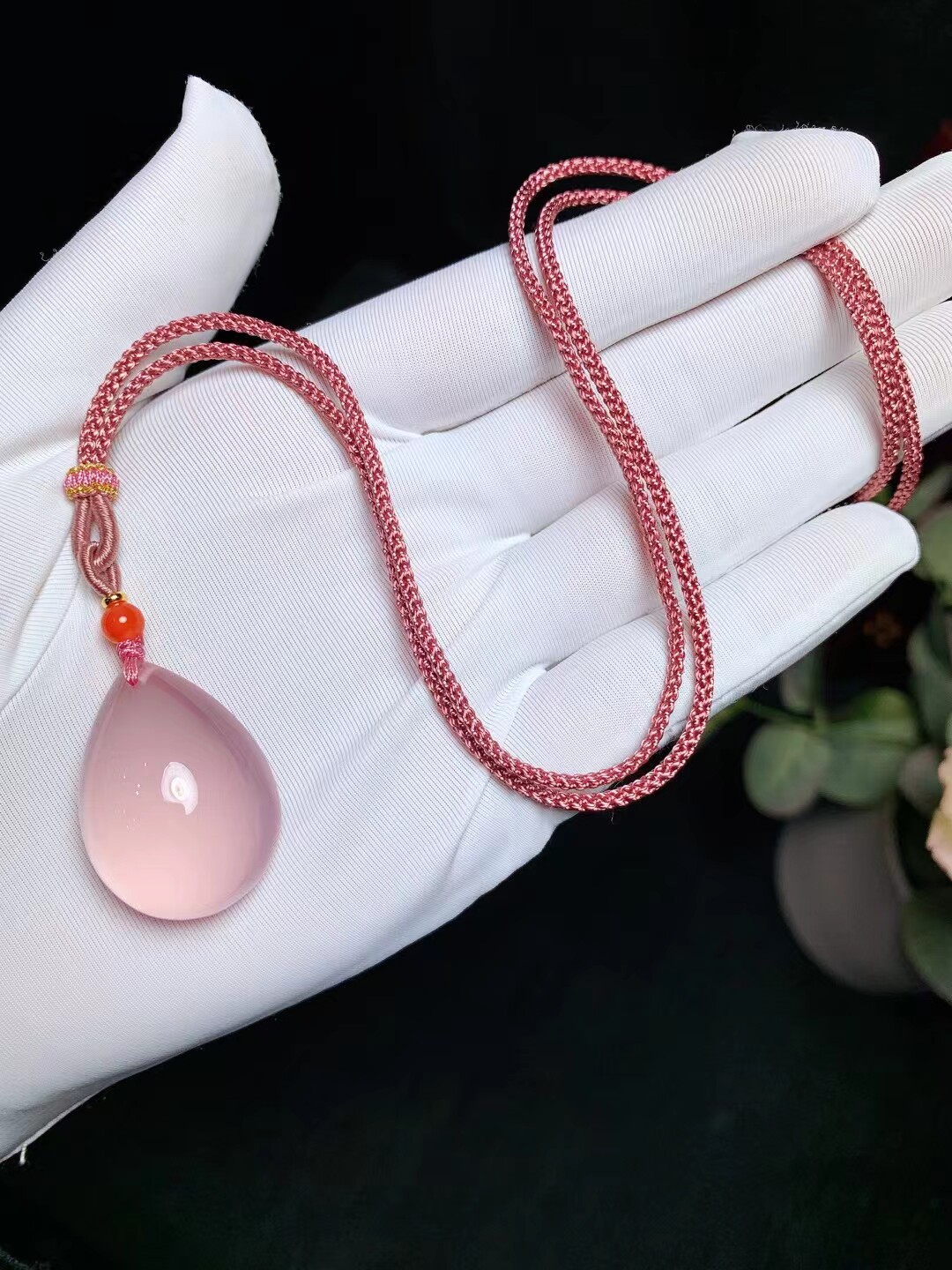 精品天然粉水晶水滴吊坠正品天然粉水晶芙蓉石挂件一物一图