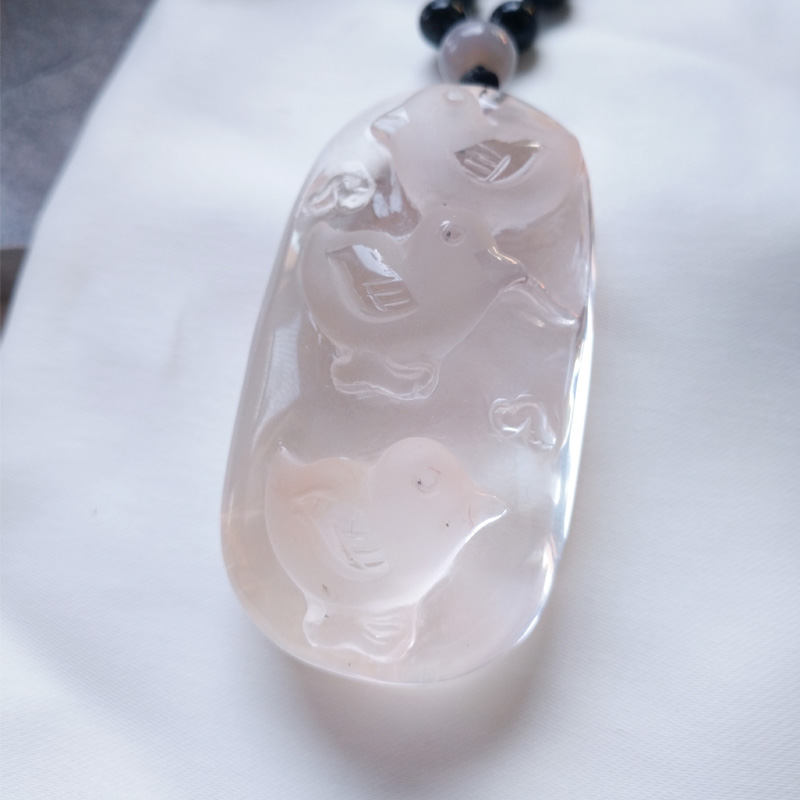 精品天然水晶生肖鸡吊坠高品质小鸡啄食挂件新品现货老店新开特惠