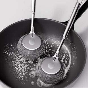 不锈钢锅刷长柄洗锅刷清洁刷子家用大号钢丝球带手柄去污刷锅神器