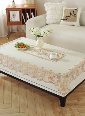 桌布防水防油免洗防烫长方形餐桌布茶几垫塑料台布套客厅烫金桌布