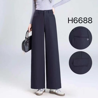 6688时尚高腰直筒休闲裤女2026秋季新款后腰松紧设计宽松显瘦长裤