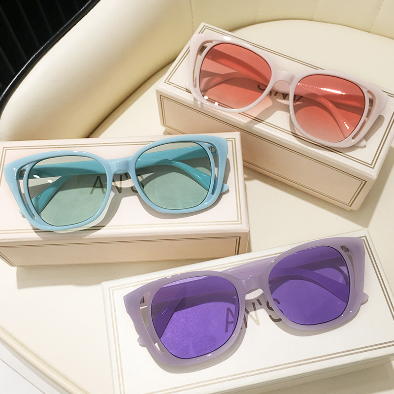 欧美镂空个性墨镜女2024年新款绿紫粉色高级感彩色镜时尚太阳镜潮