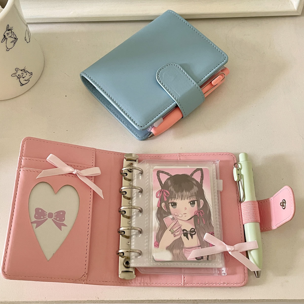 pu粉色m5活页本小卡收纳册