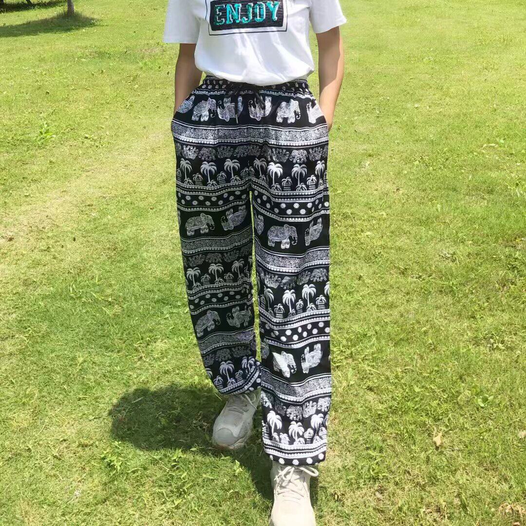 自然腰波西米亚大象裤子沙滩图片