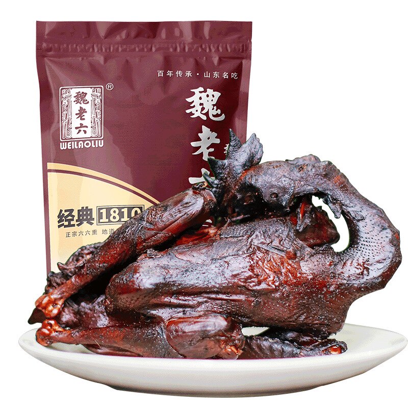 山东聊城特产铁公鸡龙胜斋魏老六熏鸡真空即食400克×2只礼盒装