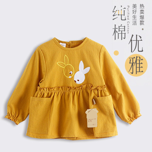 秋冬纯棉儿童罩衣围兜防水吃饭
