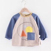 擦擦就干净儿童画画衣防水罩衣宝宝围裙长袖 反穿衣防油围兜绘画衣