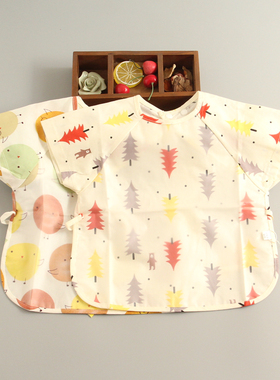 一擦净宝宝吃饭罩衣防水防脏儿童无袖反穿衣婴儿围兜饭兜纯棉围裙