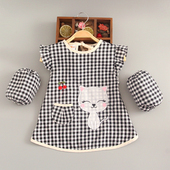 宝宝吃饭衣儿童围兜围裙纯棉后系带防水防脏婴儿无袖 罩衣小孩饭兜