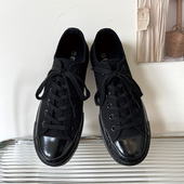 情侣款 百搭休闲平底透气港风新款 复古款 炭黑色低帮男女同款 帆布鞋