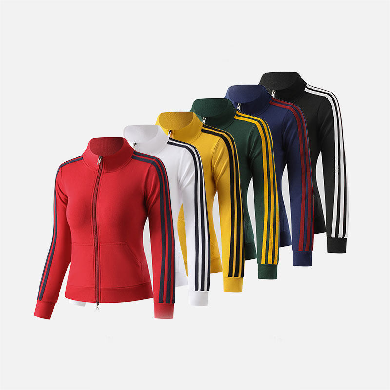 2026春季新款螺纹棉条纹插袋立领运动外套全拉链百搭上衣