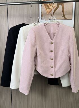 6870撤柜xxq气质名媛香风秋季外套法式短款新款韩式粗花呢上衣