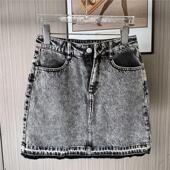 9010撤柜ATU夏季 半身裙高腰牛仔短裙设计显瘦新款 牛仔裙