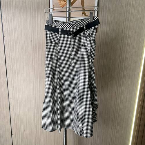 5653品牌撤柜剪标时尚女装2026格子复古格纹半身裙夏季长裙裙子