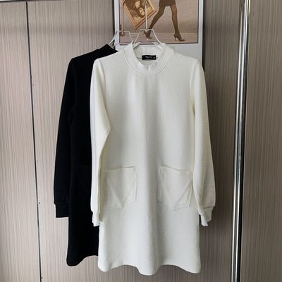 7038撤柜KK秋冬白色女装时尚设计连衣裙打底针织