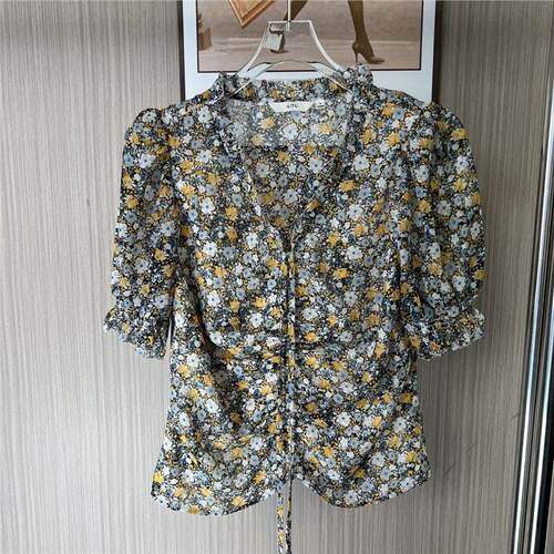 9082撤柜ATU高级碎花上衣印花夏季2025新款衬衫