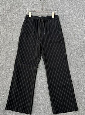 1760撤柜SD阔腿裤女条纹宽松筒裤休闲裤子