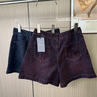 6128撤柜DS高腰黑色短裤时尚新款宽松牛仔休闲显瘦