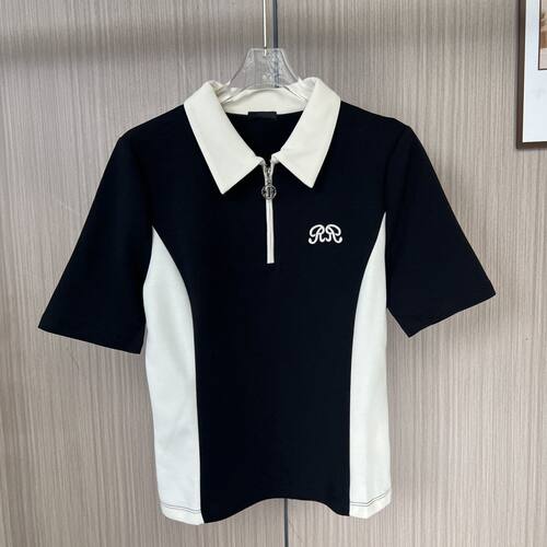 6939品牌撤柜剪标2026夏季新款翻领短袖T恤女上衣拼接设计款小衫