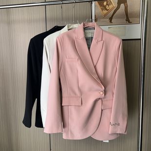 4423深圳南油女装春季新款通勤时尚气质西服粉色高级韩版宽松西装