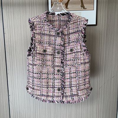 5522深圳南油货XXQ秋冬款编织彩色小香风马夹外套女坎肩上衣