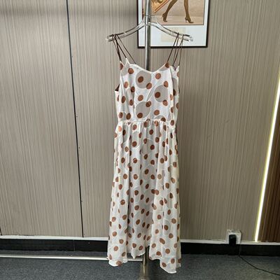 1807撤柜AL时尚法式夏季波点吊带新款长裙连衣裙气质吊带裙两