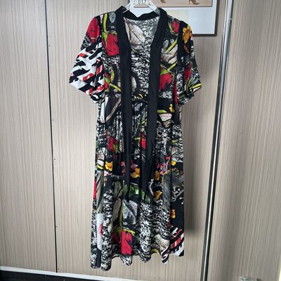 9648撤柜南油货时尚复古连衣裙新款印花夏季大码长裙度假沙滩气质