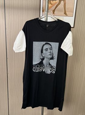 1131撤柜cg大码黑色连衣裙新款夏季短袖T恤小个子修身