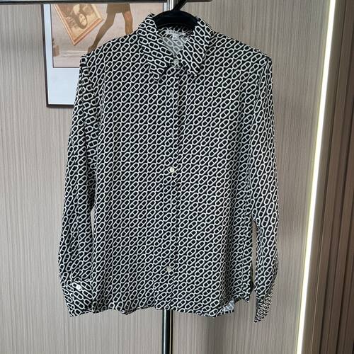 171品牌撤柜CH春夏新款设计款印花单排扣长袖衬衫女薄款外搭