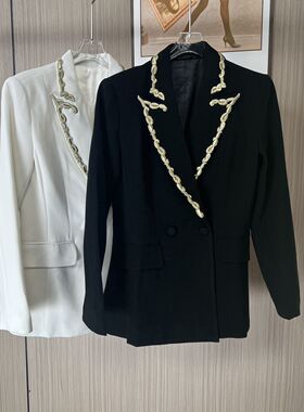3216南油春秋新款女士重工西装显瘦长袖高级气质西服修身设计外套