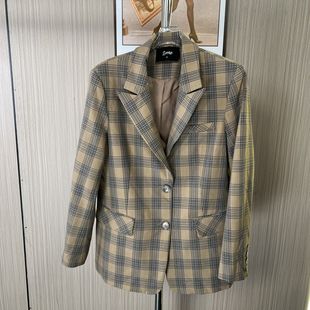 西服外套长袖 9007撤柜DS西装 格子女装 气质休闲新款 宽松韩版