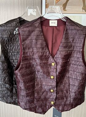 8505撤柜DS气质复古香风无袖马甲上衣短款背心外套春秋