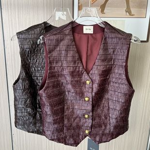 8505撤柜DS气质复古香风无袖马甲上衣短款背心外套春秋