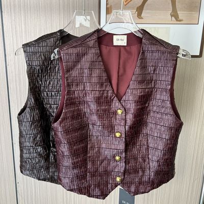 8505撤柜DS气质复古香风无袖马甲上衣短款背心外套春秋