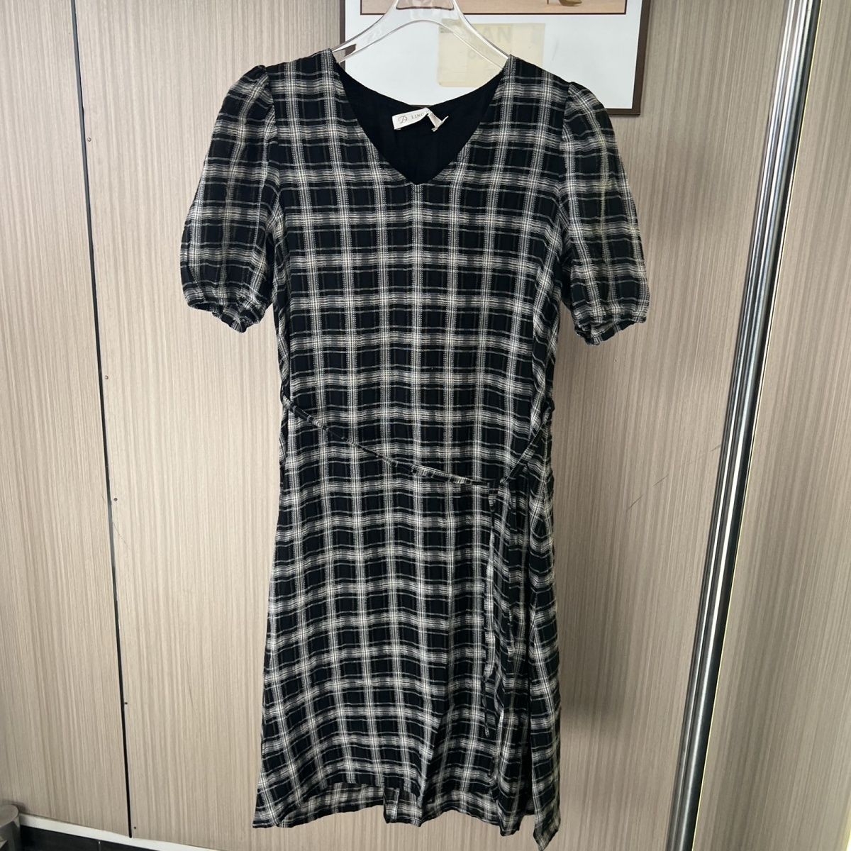 6117品牌撤柜LD夏季新款薄款格子连衣裙女