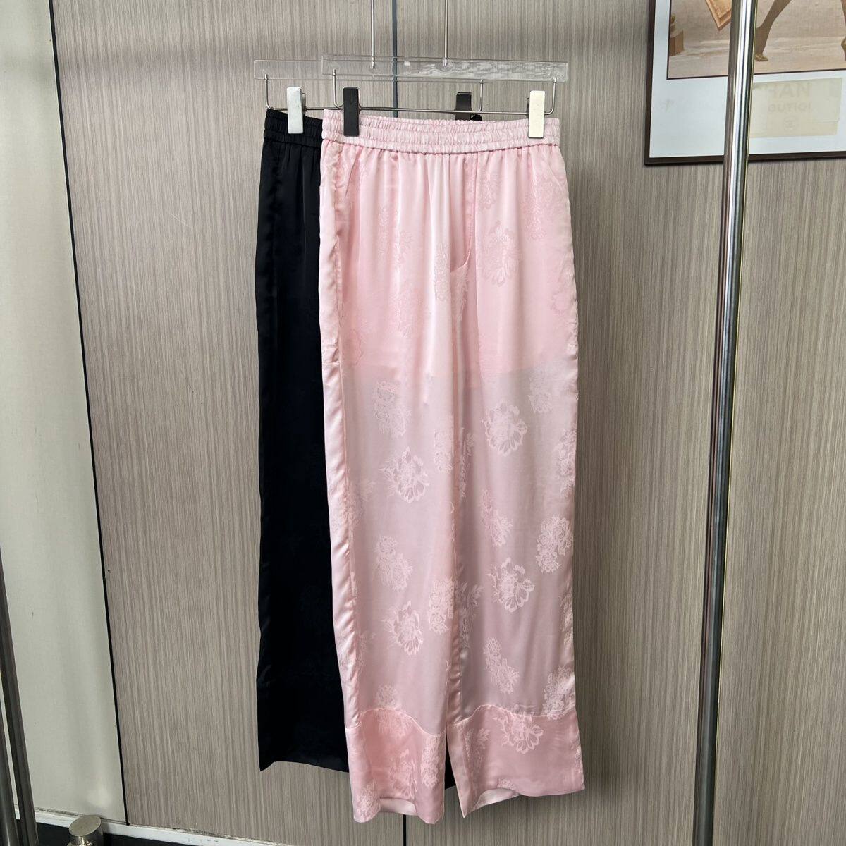2407撤柜WL南油货中式国风缎面阔腿裤女夏季宽松新款提花筒裤垂感