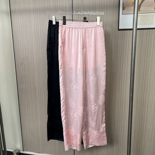 2407撤柜WL南油货中式国风缎面阔腿裤女夏季宽松新款提花筒裤垂感