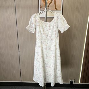 收腰碎花裙子长裙 新款 1028撤柜NH法式 连衣裙温柔甜美气质夏季