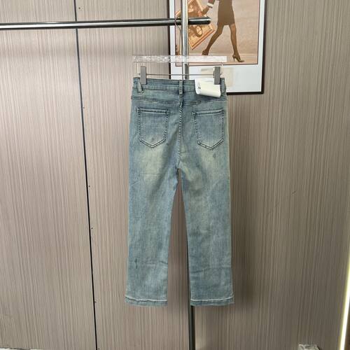 9079撤柜AG复古烟管浅蓝色牛仔裤新款直筒显瘦高腰百搭九分