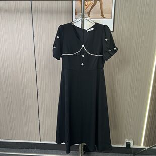 1814撤柜AL短袖新款夏季女装拼接复古连衣裙气质百搭裙子发货