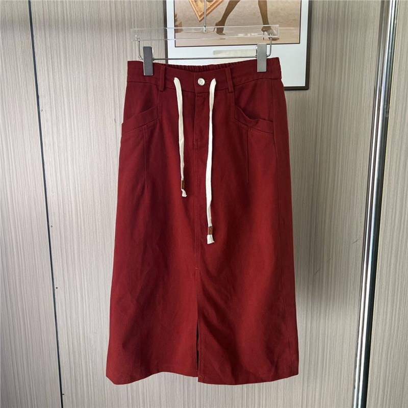 4154撤柜KK牛仔新款高腰休闲半身裙设计夏季开叉宽松显瘦松紧长裙